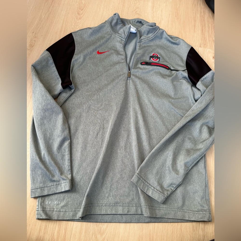 Nike Gray and Black Men's Zip-Up Sweater